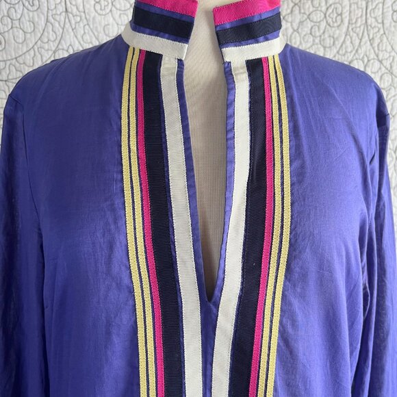 Tory Burch Purple Tunic with Multicolor Trim - Picture 3 of 8